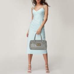 Marc by Marc Jacobs Grey Leather Turn Lock Flap Satchel