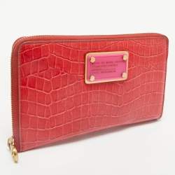 Marc by Marc Jacobs Red Croc Embossed Patent Leather Organizer Zip Clutch