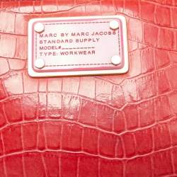 Marc by Marc Jacobs Red Croc Embossed Patent Leather Organizer Zip Clutch