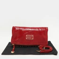 Pre Owned Marc by Marc Jacobs Red Python Embossed Leather Too Hot To Party Foldover Clutch