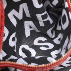 Pre Owned Marc by Marc Jacobs Red Python Embossed Leather Too Hot To Party Foldover Clutch