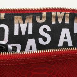 Pre Owned Marc by Marc Jacobs Red Python Embossed Leather Too Hot To Party Foldover Clutch