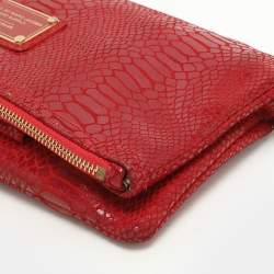 Pre Owned Marc by Marc Jacobs Red Python Embossed Leather Too Hot To Party Foldover Clutch