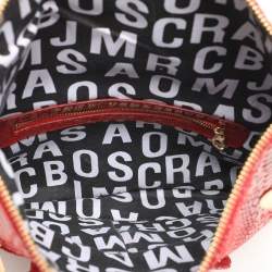 Pre Owned Marc by Marc Jacobs Red Python Embossed Leather Too Hot To Party Foldover Clutch