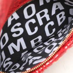 Pre Owned Marc by Marc Jacobs Red Python Embossed Leather Too Hot To Party Foldover Clutch