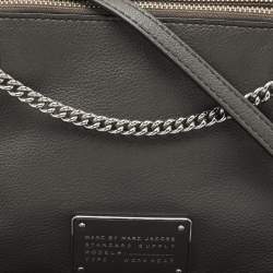 Pre Owned Marc by Marc Jacobs Grey Leather New Too Hot To Handle Double Decker Crossbody Bag