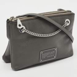 Pre Owned Marc by Marc Jacobs Grey Leather New Too Hot To Handle Double Decker Crossbody Bag