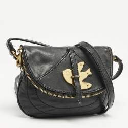 Marc by Marc Jacobs Black Leather Petal to the Metal Flap Crossbody Bag 