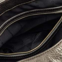 Pre Owned Marc by Marc Jacobs Metallic Grey Leather Flap Crossbody Bag