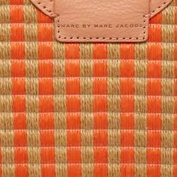 Pre Owned Marc by Marc Jacobs Orange/Beige Stripe Straw and Fabric Isle De Sea Bag