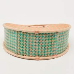 Pre Owned Marc by Marc Jacobs Orange/Beige Stripe Straw and Fabric Isle De Sea Bag