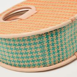 Pre Owned Marc by Marc Jacobs Orange/Beige Stripe Straw and Fabric Isle De Sea Bag