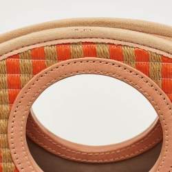 Pre Owned Marc by Marc Jacobs Orange/Beige Stripe Straw and Fabric Isle De Sea Bag