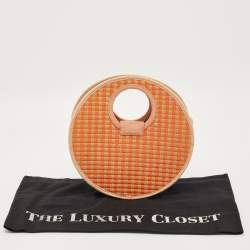 Pre Owned Marc by Marc Jacobs Orange/Beige Stripe Straw and Fabric Isle De Sea Bag