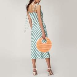 Pre Owned Marc by Marc Jacobs Orange/Beige Stripe Straw and Fabric Isle De Sea Bag