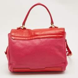 Pre Owned Marc By Marc Jacobs Red/Fuchsia Leather Bob’s Memphis Top Handle Bag