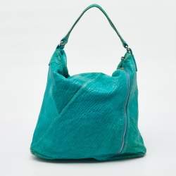 Pre Owned Marc by Marc Jacobs Blue Leather Leola Zipper Detail Hobo