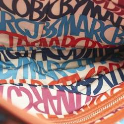 Pre Owned Marc by Marc Jacobs Red/Blue Woven Straw and Leather Flap Shoulder Bag