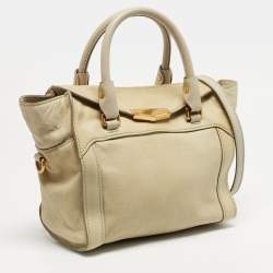 Pre Owned Marc by Marc Jacobs Belmont Cream/Grey Leather Satchel