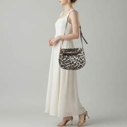 Pre Owned حقيبة كروس مارك باي مارك جاكوبس ناتاشا بريبي نايلون بطبعة الفهد أبيض/أسود