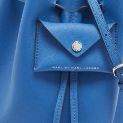 Pre Owned Marc by Marc Jacobs Metropoli Blue Leather Bucket Bag