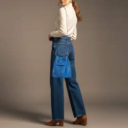 Pre Owned Marc by Marc Jacobs Metropoli Blue Leather Bucket Bag