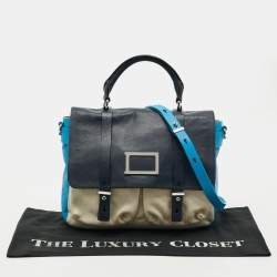 Pre Owned Marc by Marc Jacobs Werdie Blue/White Leather Top Handle Bag