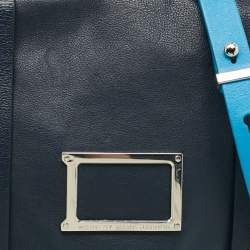 Pre Owned Marc by Marc Jacobs Werdie Blue/White Leather Top Handle Bag