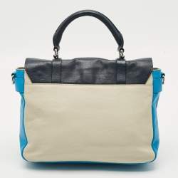 Pre Owned Marc by Marc Jacobs Werdie Blue/White Leather Top Handle Bag
