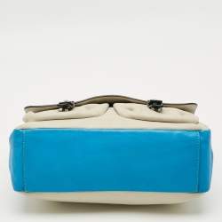 Pre Owned Marc by Marc Jacobs Werdie Blue/White Leather Top Handle Bag