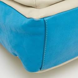 Pre Owned Marc by Marc Jacobs Werdie Blue/White Leather Top Handle Bag