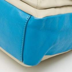 Pre Owned Marc by Marc Jacobs Werdie Blue/White Leather Top Handle Bag