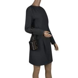 Pre Owned Marc by Marc Jacobs Dark Brown Leather Studded Thunderdome Clutch 