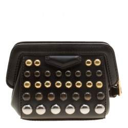 Pre Owned Marc by Marc Jacobs Dark Brown Leather Studded Thunderdome Clutch 