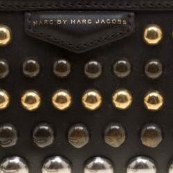 Pre Owned Marc by Marc Jacobs Dark Brown Leather Studded Thunderdome Clutch 