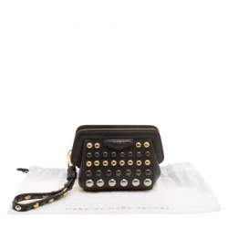 Pre Owned Marc by Marc Jacobs Dark Brown Leather Studded Thunderdome Clutch 