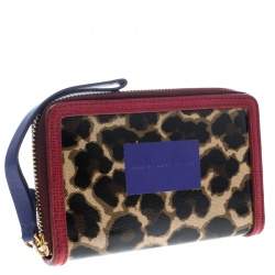 Marc by Marc Jacobs Brown/Red Leopard Print Coated Canvas Wingman Wallet