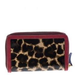 Marc by Marc Jacobs Brown/Red Leopard Print Coated Canvas Wingman Wallet