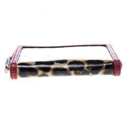 Marc by Marc Jacobs Brown/Red Leopard Print Coated Canvas Wingman Wallet
