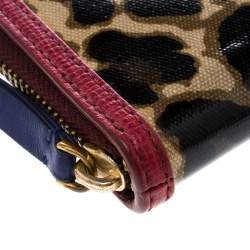 Marc by Marc Jacobs Brown/Red Leopard Print Coated Canvas Wingman Wallet