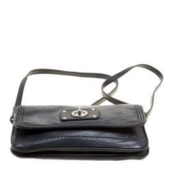 Pre Owned Marc by Marc Jacobs Black Leather Turn Lock Crossbody Bag