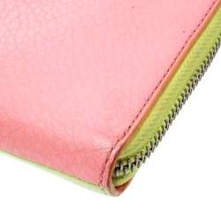 Marc by Marc Jacobs Lime Green/Peach Pink Leather Zip Around Wallet