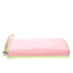 Marc by Marc Jacobs Lime Green/Peach Pink Leather Zip Around Wallet