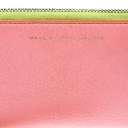 Marc by Marc Jacobs Lime Green/Peach Pink Leather Zip Around Wallet