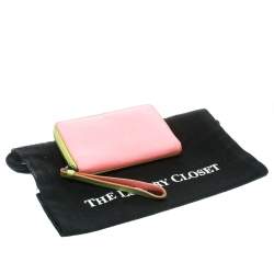 Marc by Marc Jacobs Lime Green/Peach Pink Leather Zip Around Wallet