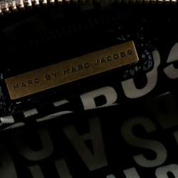 Marc by Marc Jacobs Black Laminated Leather Zip Pockets Satchel