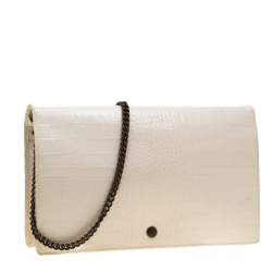 Marc by Marc Jacobs Cream Croc Embossed Leather Chain Shoulder Bag