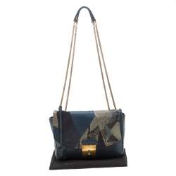 Pre Owned Marc by Marc Jacobs Blue Snakeskin and Leather Shoulder Bag