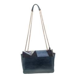 Pre Owned Marc by Marc Jacobs Blue Snakeskin and Leather Shoulder Bag