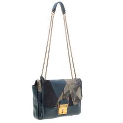 Pre Owned Marc by Marc Jacobs Blue Snakeskin and Leather Shoulder Bag